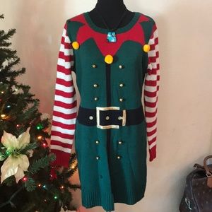 Ugly Christmas dress. Green, gold,red, white, blk